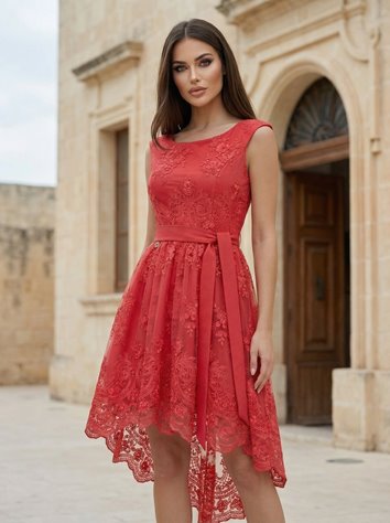 ASYMETRYCZNA SUKIENKA KORONKOWA  D2-196