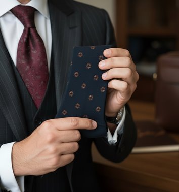 SKARPETY MĘSKIE GRANATOWE ELEGANCKIE W DROBNY WZÓR