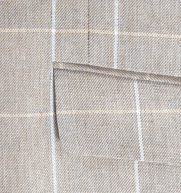 MARYNARKA MĘSKA BEŻOWA W KRATĘ BAWEŁNA LEN