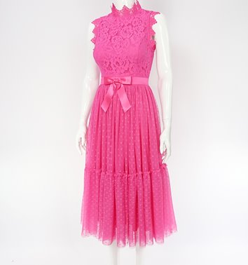 ELEGANCKA SUKIENKA TIULOWA Z KORONKĄ  D2-349
