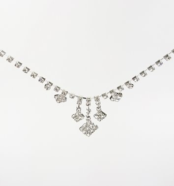 Srebrny komplet naszyjnik wiszący z cyrkoniami kolczyki D13-139