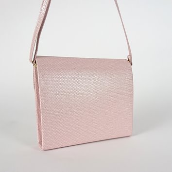 Różowa torebka z kokardką ze skóry ekologicznej na ramię D10-26