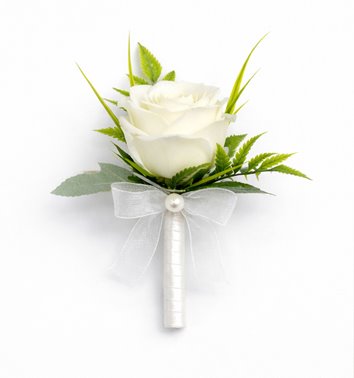 BUTONIERKA ŚLUBNA KREMOWA RÓŻA PRESTIGE