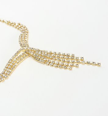 Złoty komplet naszyjnik kaskadowy z cyrkoniami kolczyki D13-143