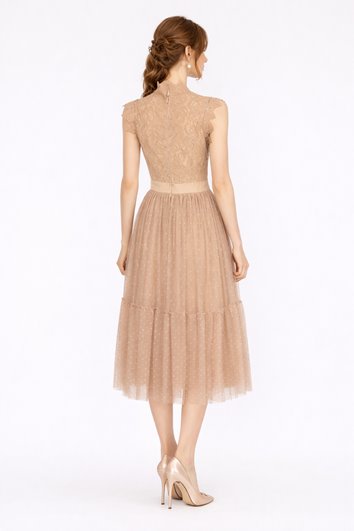 ELEGANCKA SUKIENKA TIULOWA Z KORONKĄ   D2-369