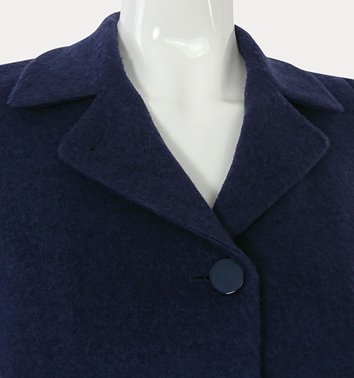 GRANATOWY KLASYCZNY PŁASZCZ Z WEŁNĄ  D19-4