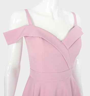 RÓŻOWA SUKIENKA ROZKLOSZOWANA   D2-316