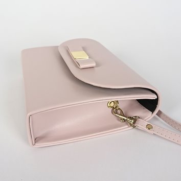 Różowa torebka z kokardką ze skóry ekologicznej na ramię D10-129