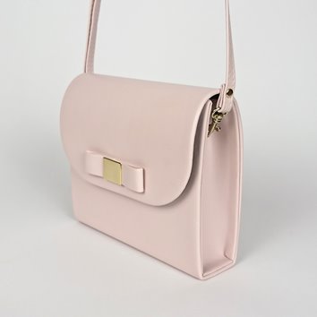 Różowa torebka z kokardką ze skóry ekologicznej na ramię D10-129