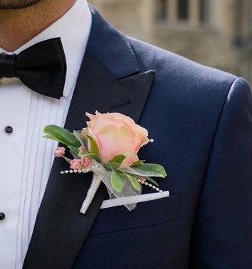 BUTONIERKA ŚLUBNA BLUSH ROSE ELEGANCE