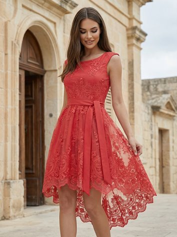 ASYMETRYCZNA SUKIENKA KORONKOWA  D2-196