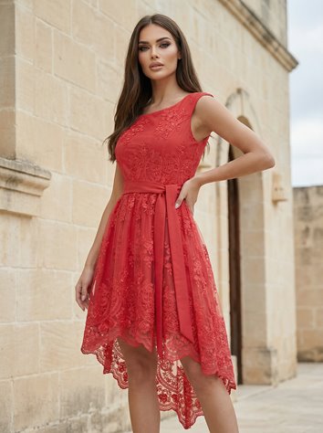 ASYMETRYCZNA SUKIENKA KORONKOWA