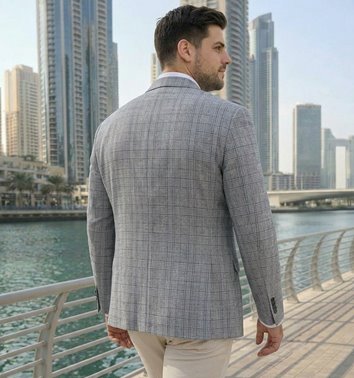 JASNO SZARA MARYNARKA W KRATĘ  PLUS SIZE