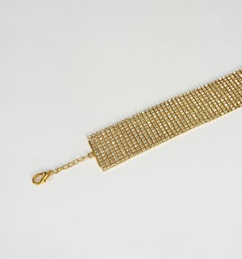 Złoty choker z cyrkoniami szeroki statement elegancki D13-136