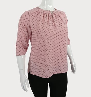 RÓŻOWA BLUZKA  DAMSKA  KROPECZKI D11-130