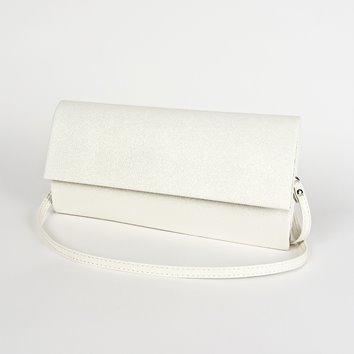 Kremowa perłowa kopertówka ze skóry ekologicznej podłużna D10-120