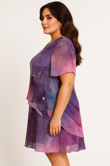 Zwiewna asymetryczna sukienka plus size D2‑P306