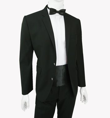 ELEGANCKI CZARNY GARNITUR Z WEŁNĄ