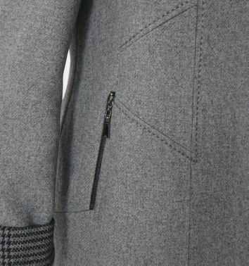 Szary wełniany płaszcz z kapturem plus size D19-P10