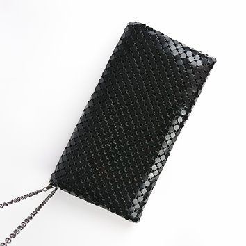 Złota metaliczna kopertówka mesh ze złotym łańcuszkiem D10-115